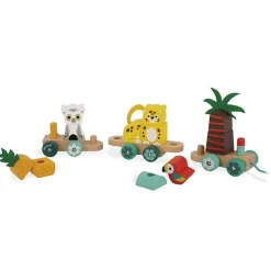 Jouet à tirer en bois Tropik :Train Tropical - Janod