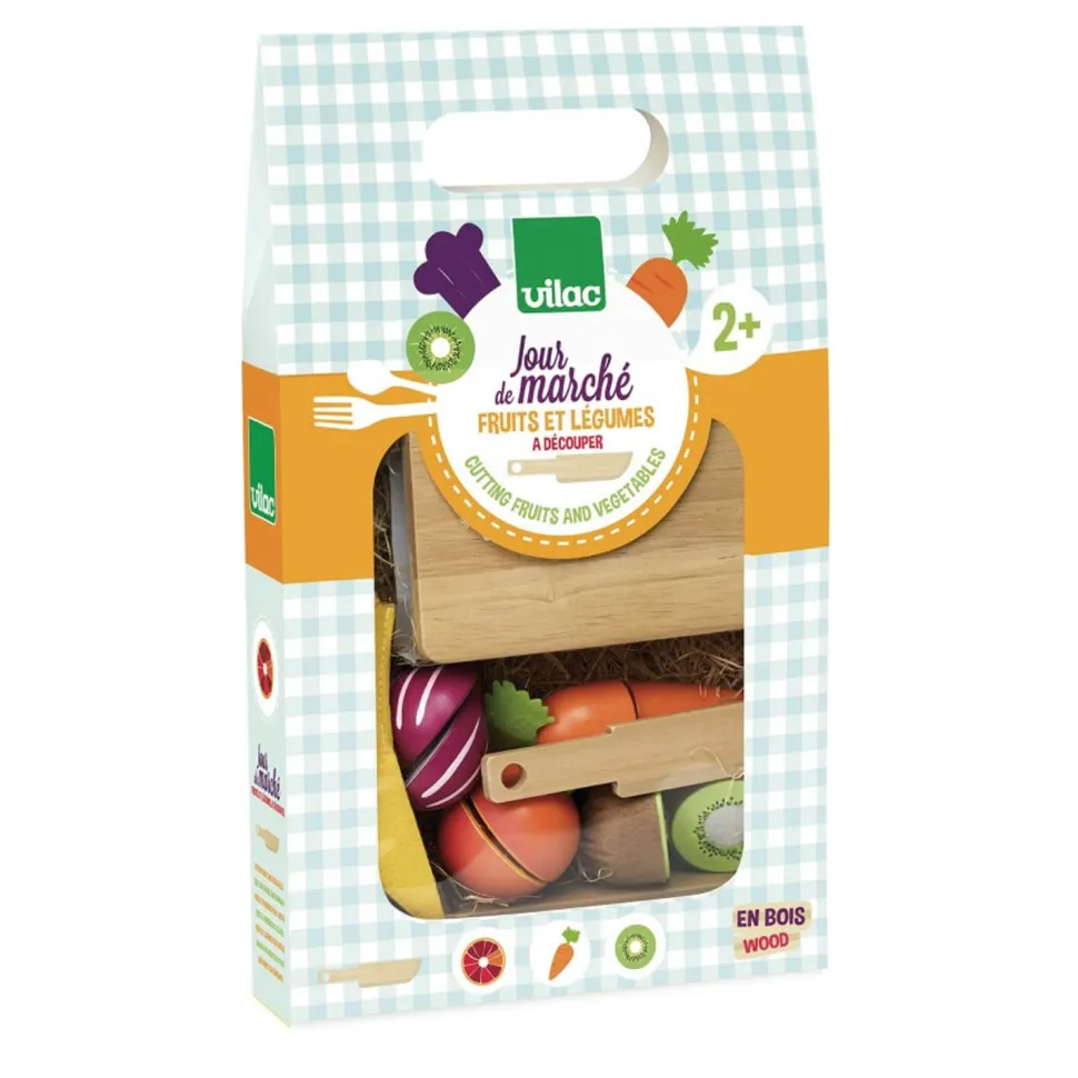 Jour de marché : Set de fruits et légumes en bois à découper - Vilac
