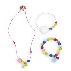 Kit créatif : 3 Bijoux perles en bois arc-en-ciel à créer - Janod