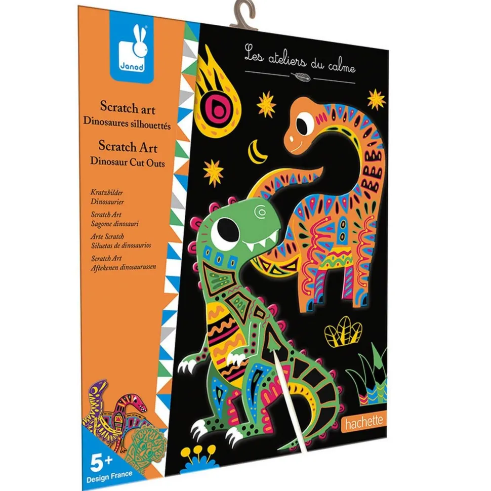 Kit créatif - Scratch Art Dinosaures silhouettés - Janod