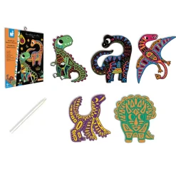 Kit créatif - Scratch Art Dinosaures silhouettés - Janod