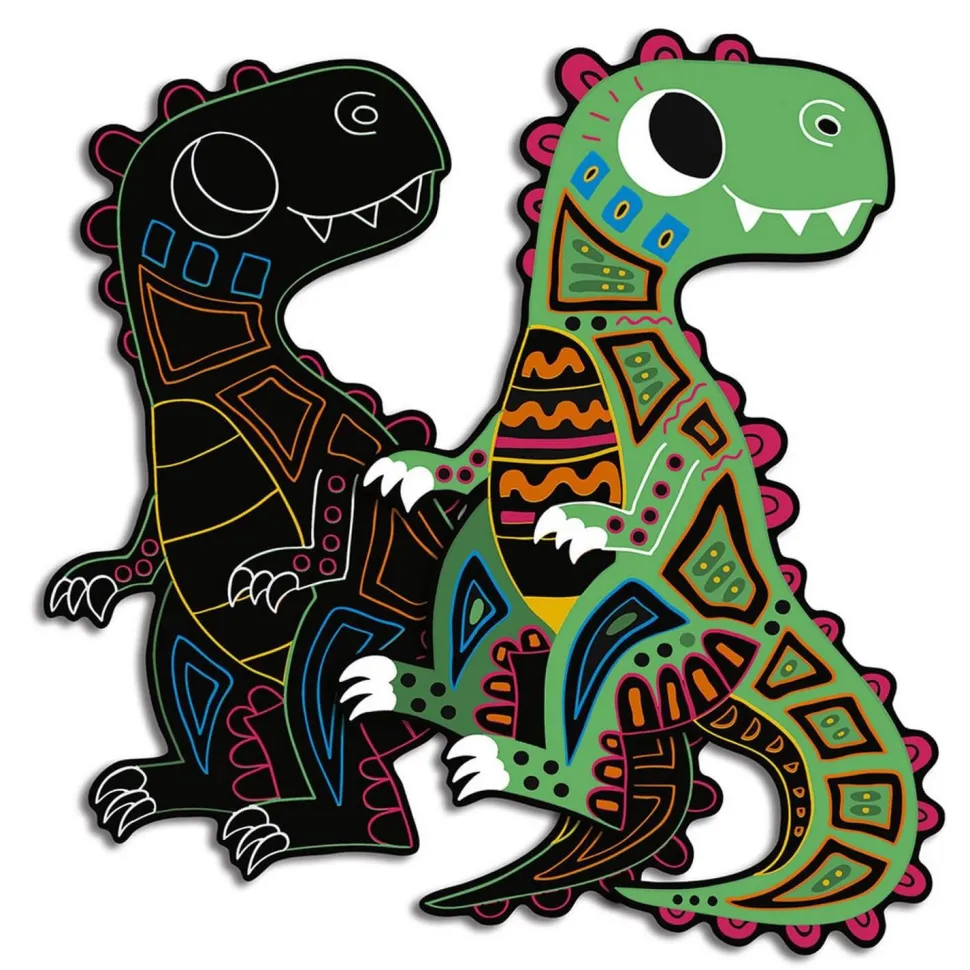 Kit créatif - Scratch Art Dinosaures silhouettés - Janod