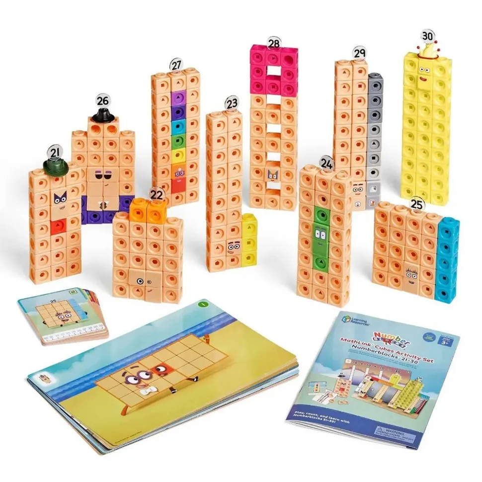 Kit d'activités avec cubes MathLink Numberblocks de 21 à 30 - Learning Resources