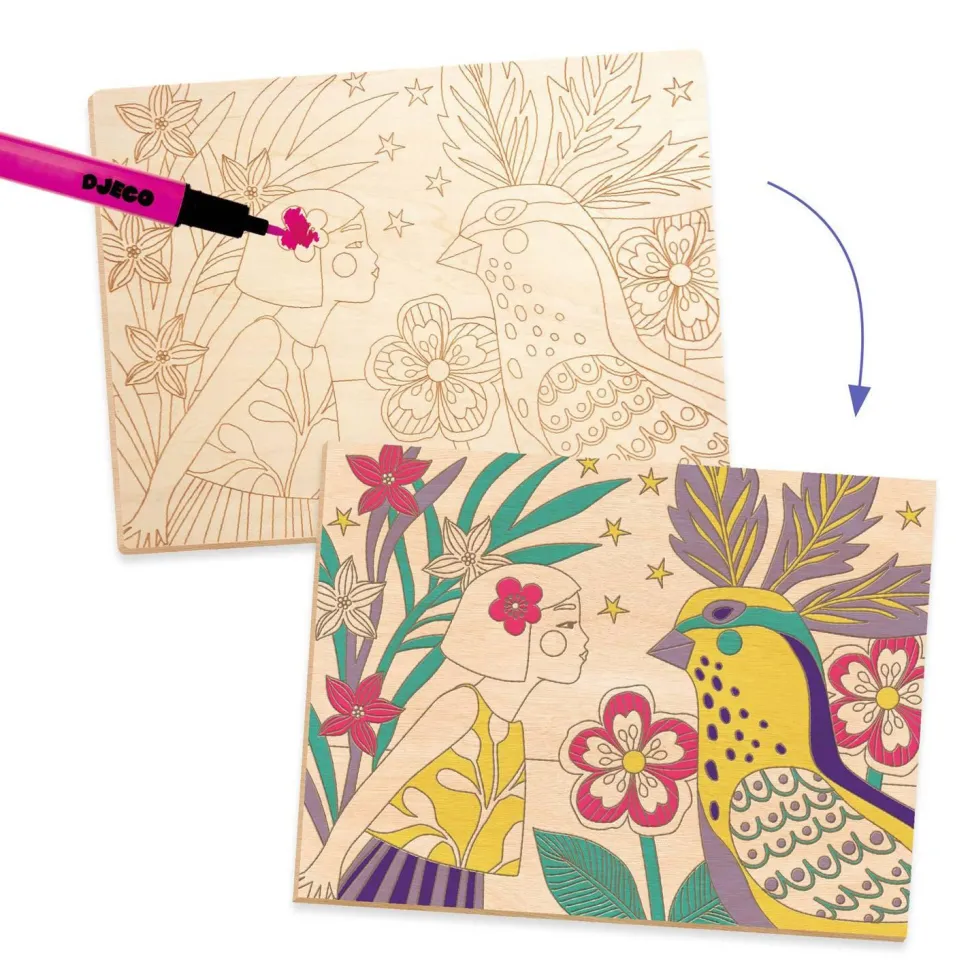 Kit de coloriage sur bois : Sweet girls - Djeco