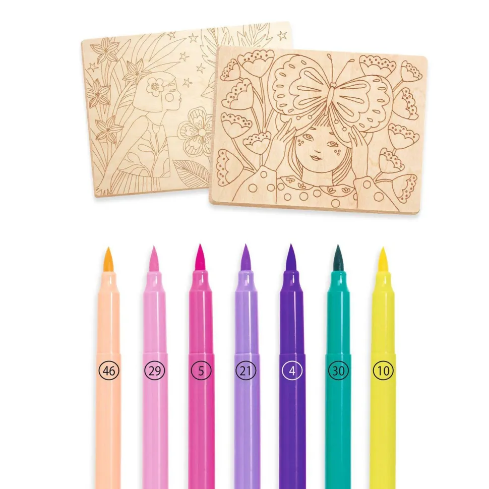 Kit de coloriage sur bois : Sweet girls - Djeco