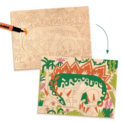Kit de coloriage sur bois : Dino world - Djeco