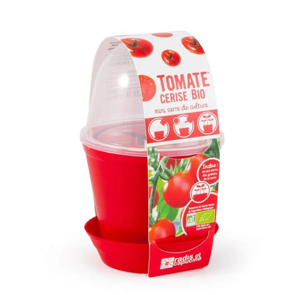 Kit de jardinage : Pot cloche Tomate cerise bio - Radis et Capucine