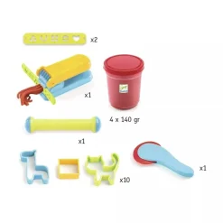 Kit de pâte à modeler : 4 pots et 15 outils - Djeco