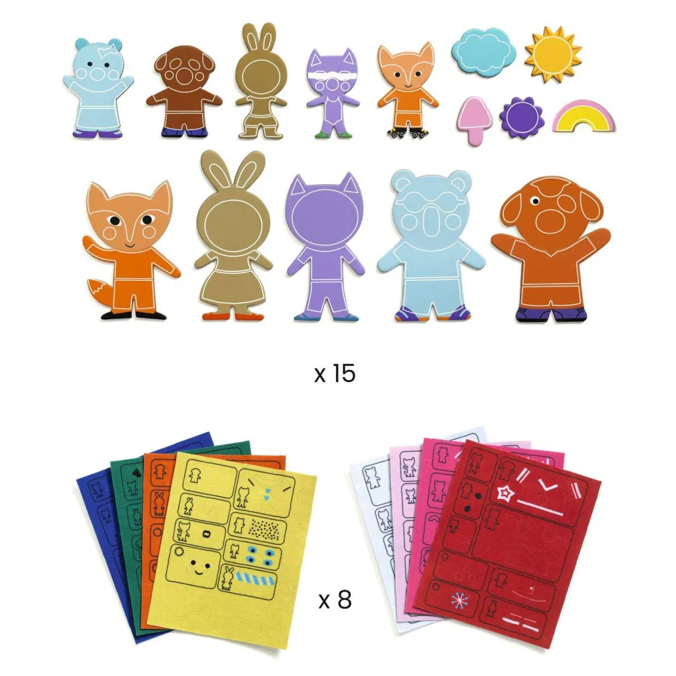 Kit Magnets à décorer : Funky family - Djeco