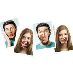 Kit PhotoBooth Bouches en trompe-l'oeil 4 pièces à pincer - RueDeLaFete
