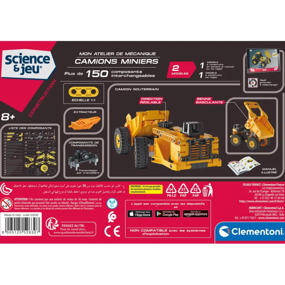 Kit science et jeu : Camions miniers - Clementoni