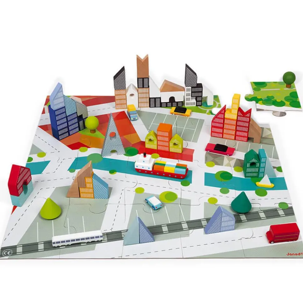 Kubix 60 Blocs et Puzzle Ville - Janod