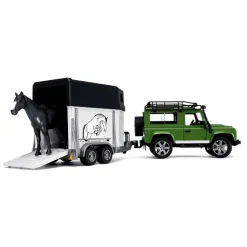 Land Rover Defender 90 Break avec van et figurine cheval - Bruder