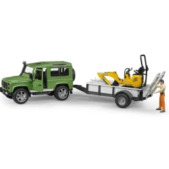 Land rover Defender avec remorque, JBC micro-pelleteuse et figurine - Bruder