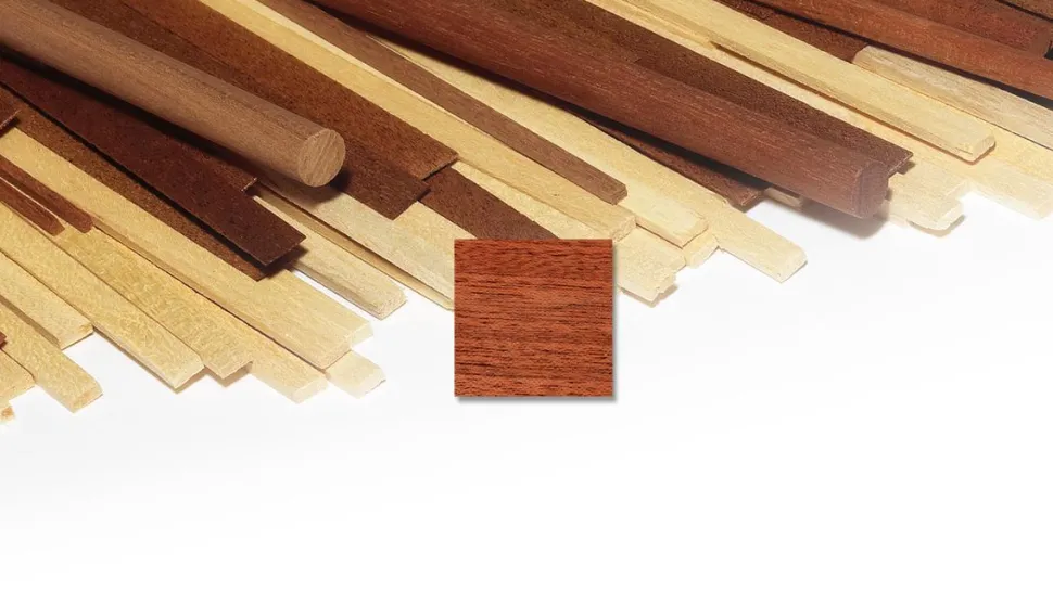 Liston 1m Sapelli rouge acajou 2 x 7mm - x3 pieces - OCCRE - OCCRE