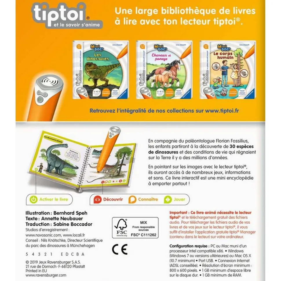Livre électronique Tiptoi - Mini'Doc : Les dinosaures - Ravensburger