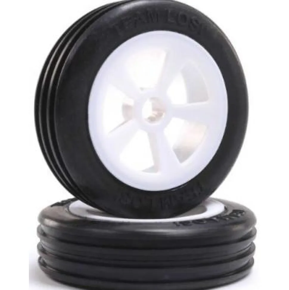 Losi Rib Front Tire, Mounted, White (2) : Mini JRX2 - Losi - TLR