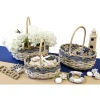 Lot 3 Grands Paniers ovales en osier 24cm, 29cm et 34cm, Blanchi/BLEU gris - RueDeLaFete