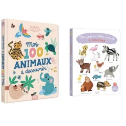 Lot de 2 livres : Mes 100 animaux à découvrir et mes premiers animaux à toucher - Editions Auzou