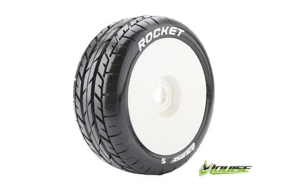 Louise RC - B-ROCKET - Pneus 1-8e Buggy - Soft - Jantes Blanches - Hex 17mm - 1 Paire - Louise RC Tyres