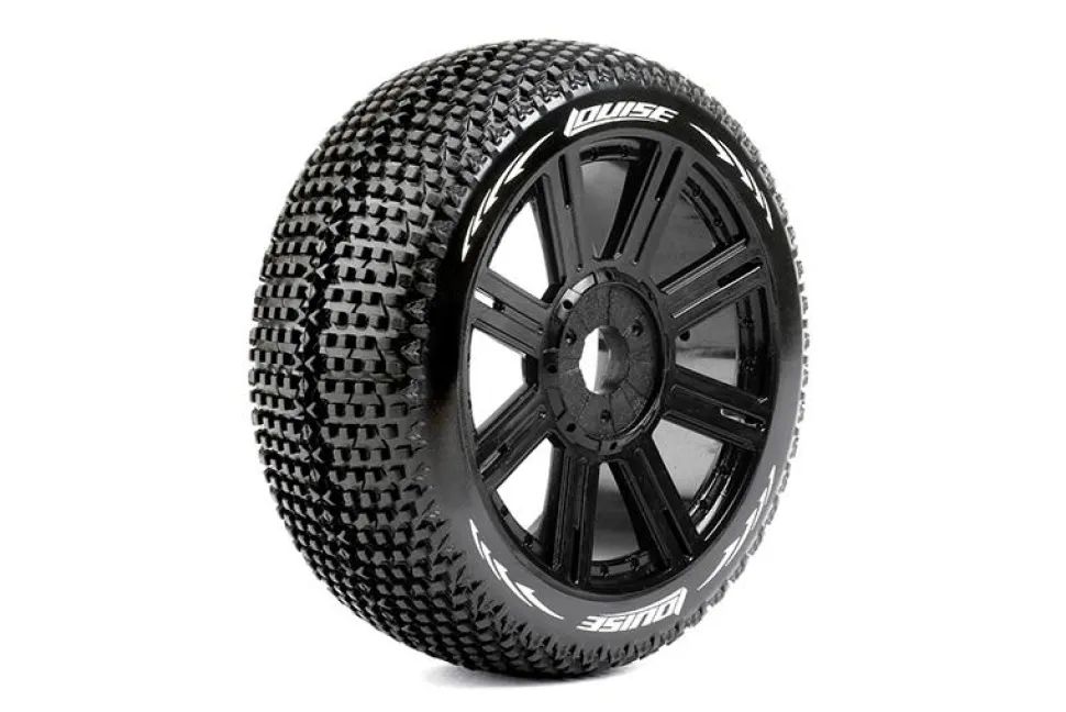 Louise RC - B-TURBO - Pneus 1-8e Buggy - Soft - Jantes à batons Noirs - Hex 17mm - 1 Paire - Louise RC Tyres