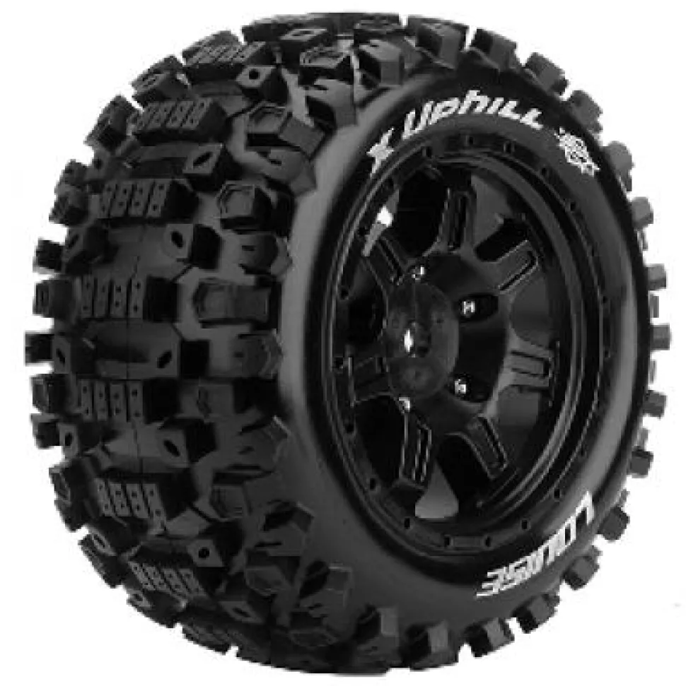 Louise RC - X-UPHILL - Pneus X-Maxx - Montés - Collés - SPORT - Jantes Noirs - Hex 24mm - 1 Paire - Louise RC Tyres