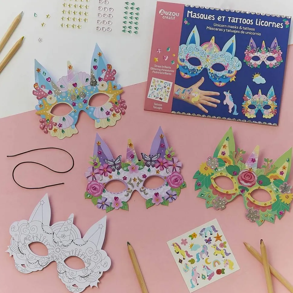 Ma pochette d'artiste : Masques et tattoos - Licornes - Editions Auzou
