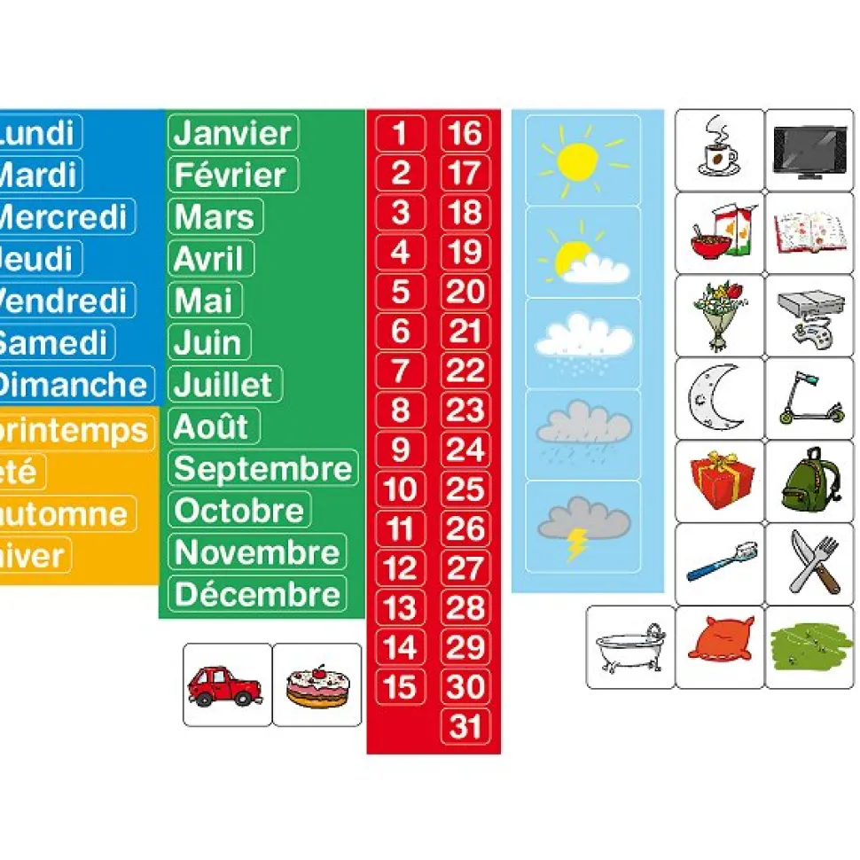 Magnets calendrier pour tableaux en bois - JeuJura