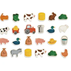 Magnets en bois : 24 pièces : Ferme - Janod