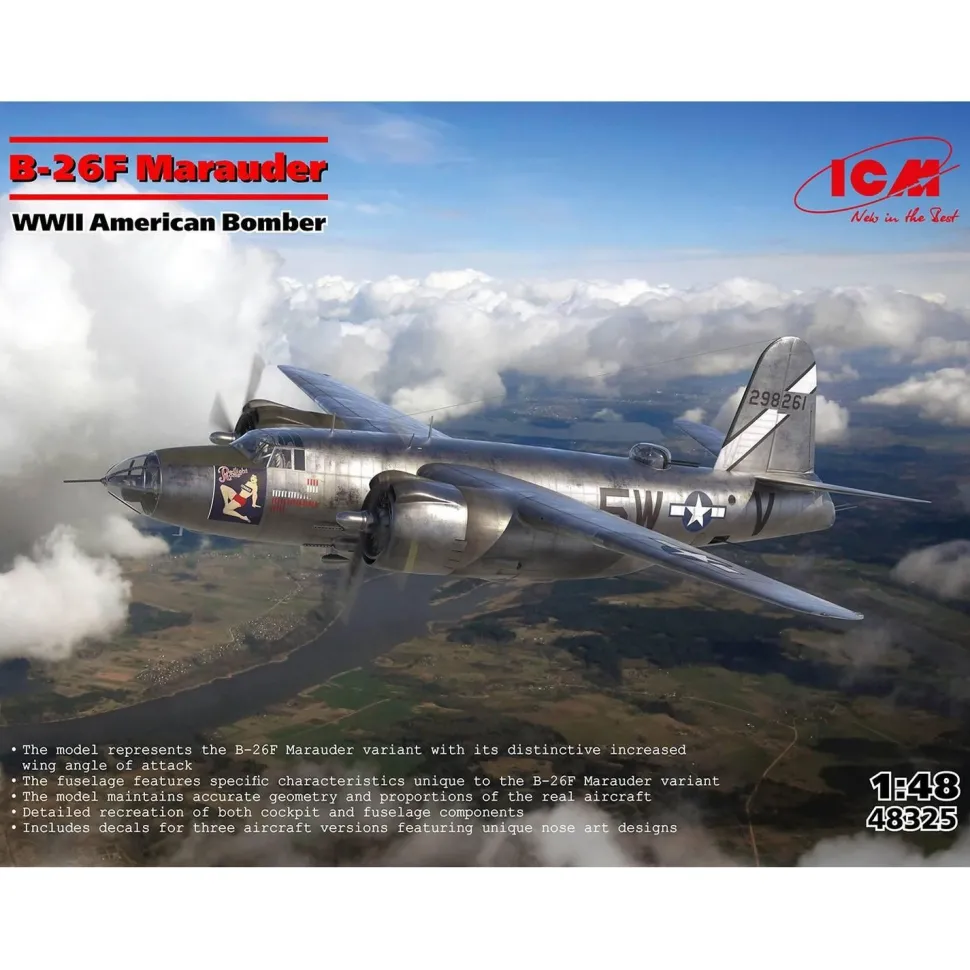 Maquette avion : B-26F Marauder, bombardier US de la Seconde Guerre mondiale en 1:48 - ICM