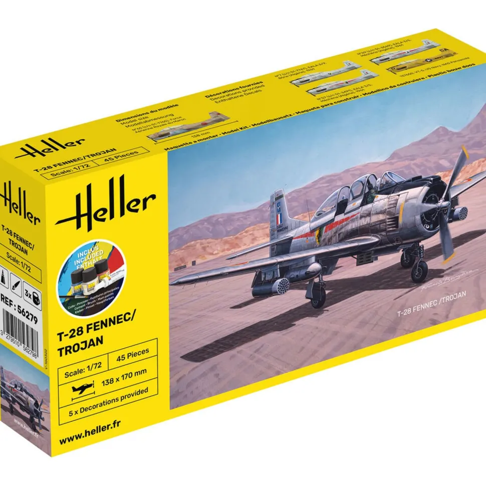 Maquette Avion : Kit : North American T-28 Fennec/Trojan avec accessoires - Heller