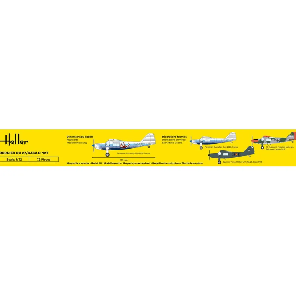 Maquette avion : Starter Kit : Dornier DO27/CASA C-127 - Heller