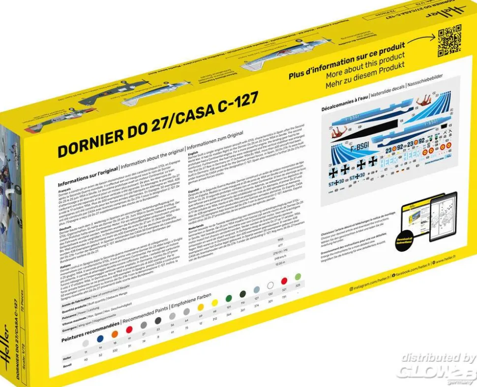 Maquette avion : Starter Kit : Dornier DO27/CASA C-127 - Heller