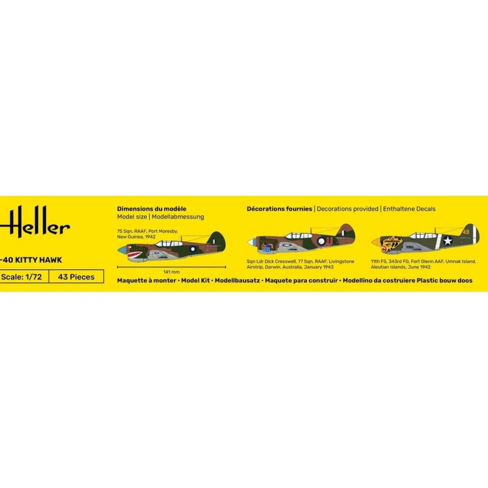 Maquette Avion : STARTER KIT - P-40 Kitty Hawk - Heller