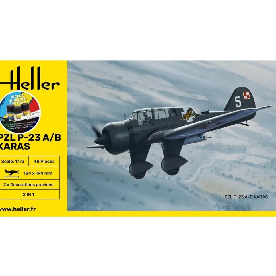 Maquette Avion : STARTER KIT - PZL 23 Karas - Heller