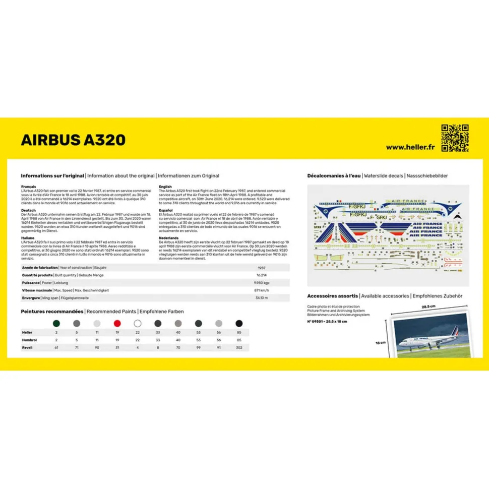Maquette avion : Starter Kit : Airbus A320 Air France - Heller