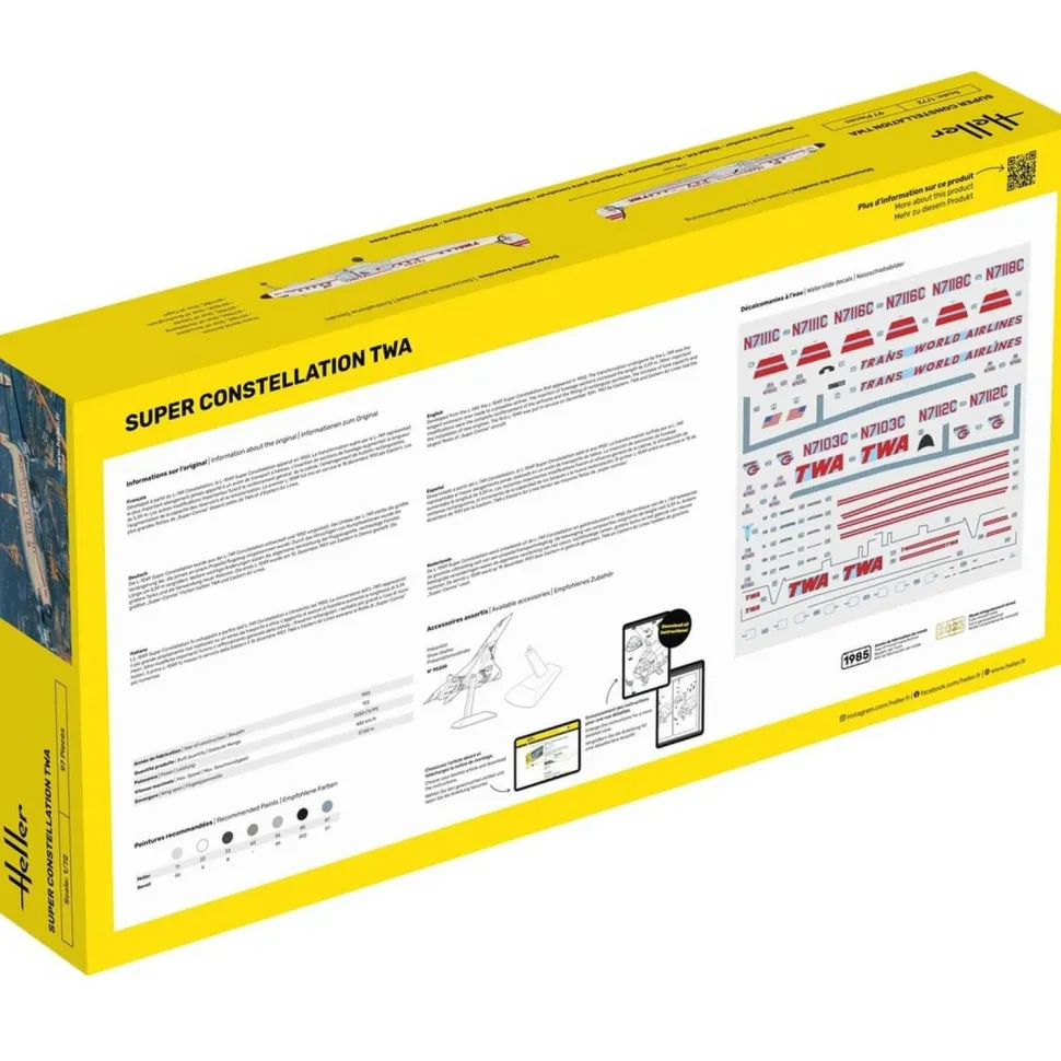 Maquette Avion Starter Kit : Super Constellation TWA - Heller