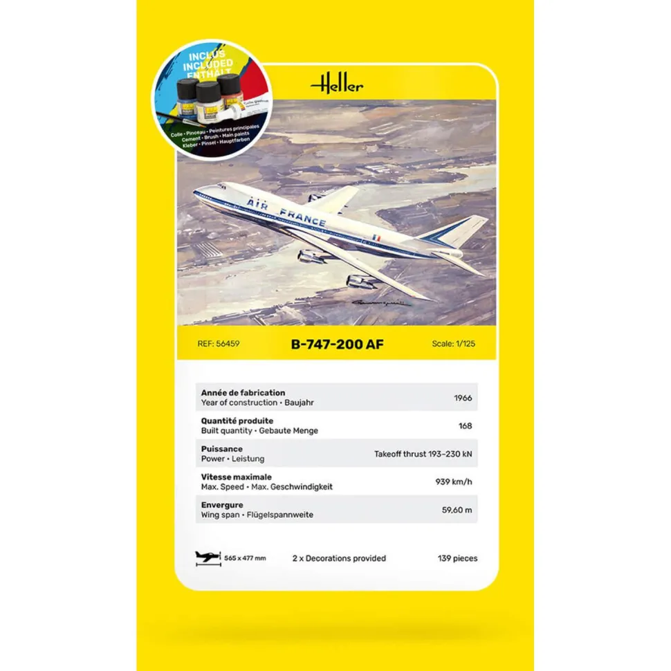 Maquette avion : Starter Kit : B-747 Af - Heller