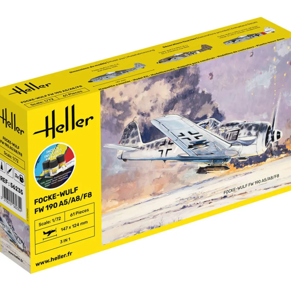 Maquette avion : Starter Kit : Focke-Wulf FW 190 A5/A8/F8 - Heller