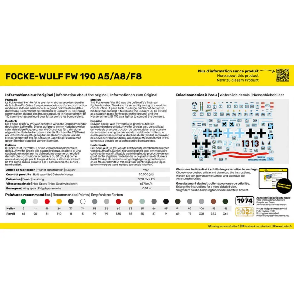 Maquette avion : Starter Kit : Focke-Wulf FW 190 A5/A8/F8 - Heller
