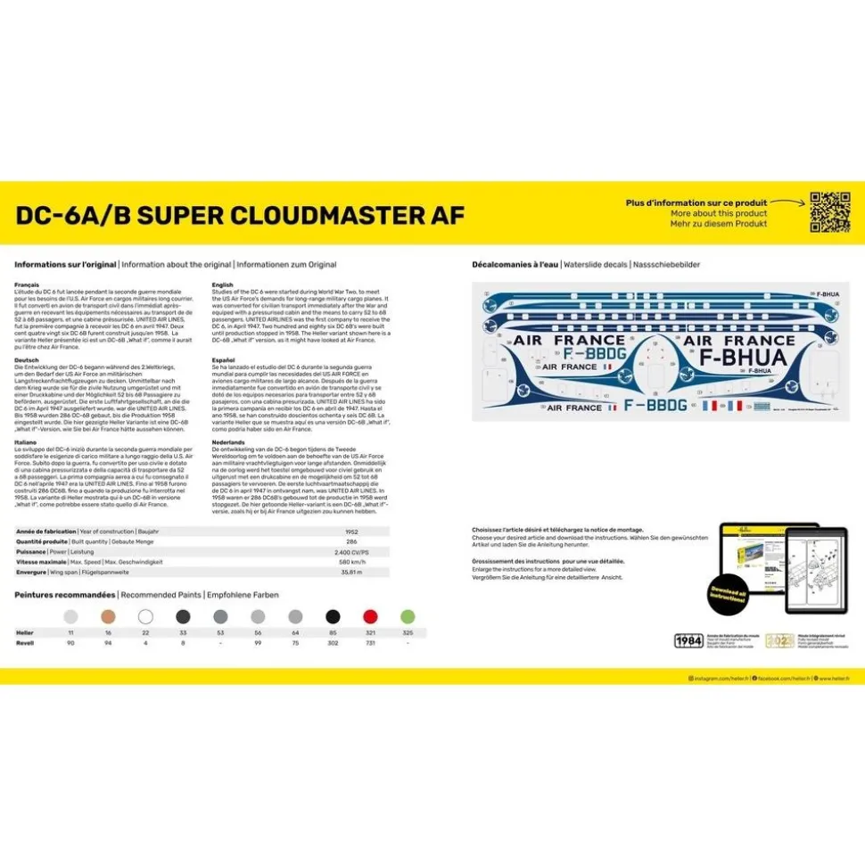 Maquette avion : DC6 Super Cloudmaster - Heller