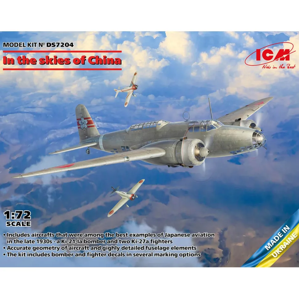 Maquette avions militaires : Dans le ciel de Chine (Ki-21-Ia, et 2 Кі-27а) - ICM