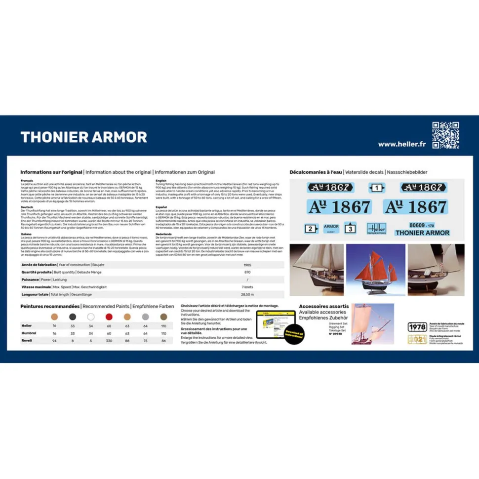 Maquette bateau : Kit complet : Thonier Armor - Heller