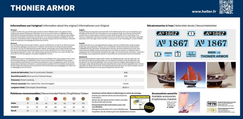 Maquette bateau : Kit complet : Thonier Armor - Heller