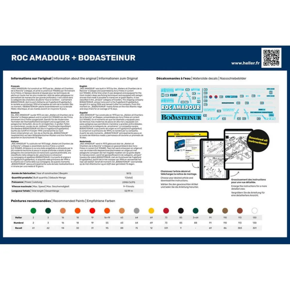 Maquette bateau : Roc Amadour et Bodasteinur Twinset - Heller