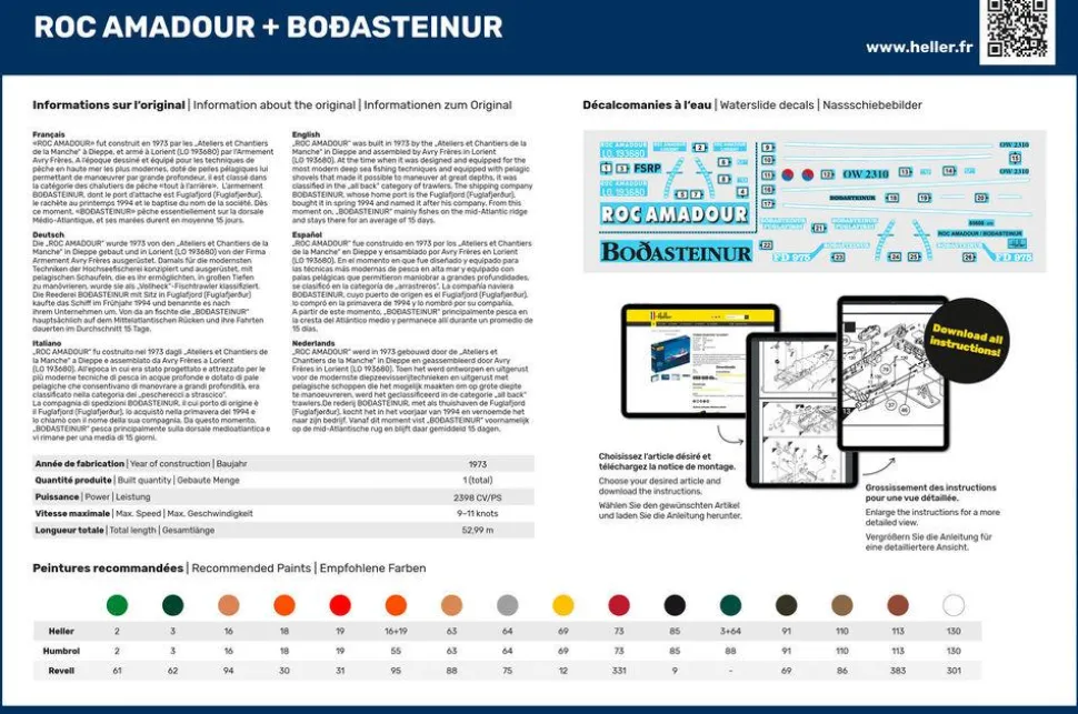 Maquette bateau : Roc Amadour et Bodasteinur Twinset - Heller