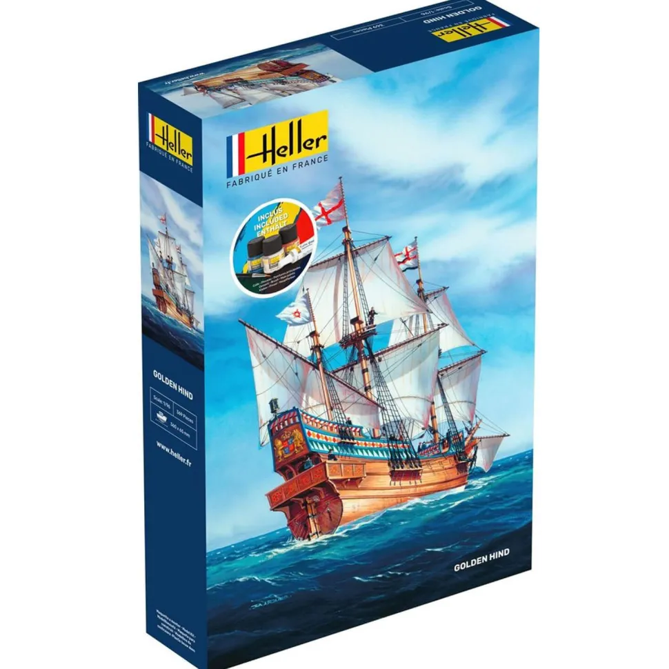 Maquette bateau : Starter Kit : Golden Hind - Heller