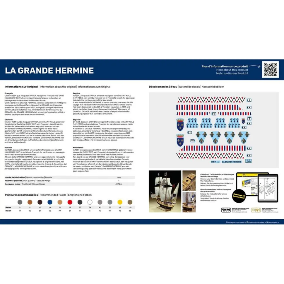 Maquette bateau : Starter Kit La Grande Hermine - Heller