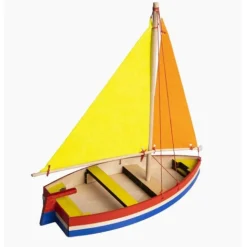 Maquette bateau en bois : Barque avec voile Pinguin - Artymon