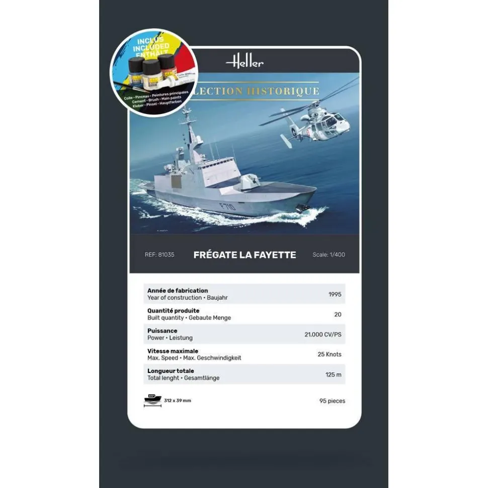 Maquette Bâteau : STARTER KIT : Frégate La Fayette in 1:400 - Heller